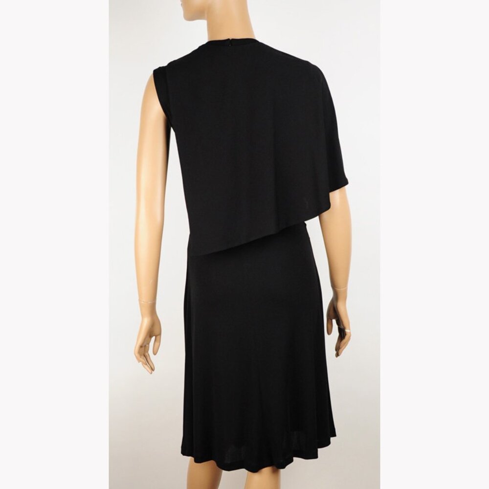 BALENCIAGA BLACK DRESS WITH CAPELET STRETCH JERSEY RUCHING - Picture 4 of 11